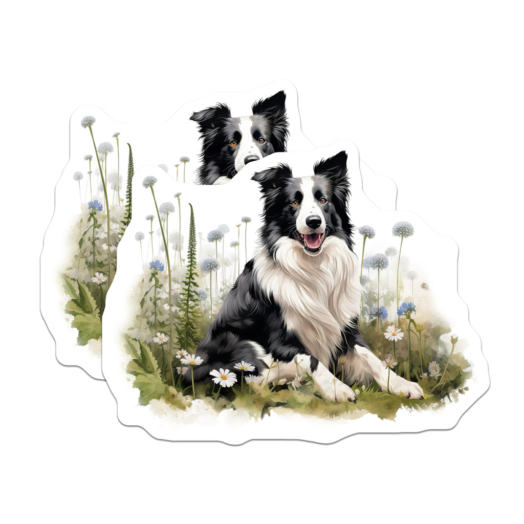 (2 Pack) Border Collie Dog Magnets - Happy Dog Breed Artwork - Pet Lover Fridge Decor - 5 Inches On Longest Side - Thick Durable Magnet - Made in USA - MAG28975