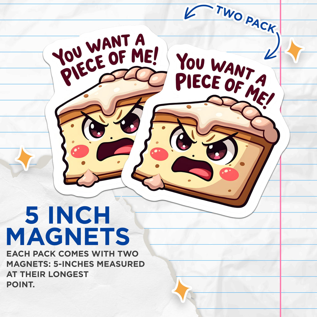 (2 Pack) Sassy Cake Magnets - Funny Food Humor - Refrigerator Decor for Kitchen - Cute Dessert Pie Statement Piece - 5 Inches On Longest Side - Thick Durable Magnet - Made in USA - MAG37504
