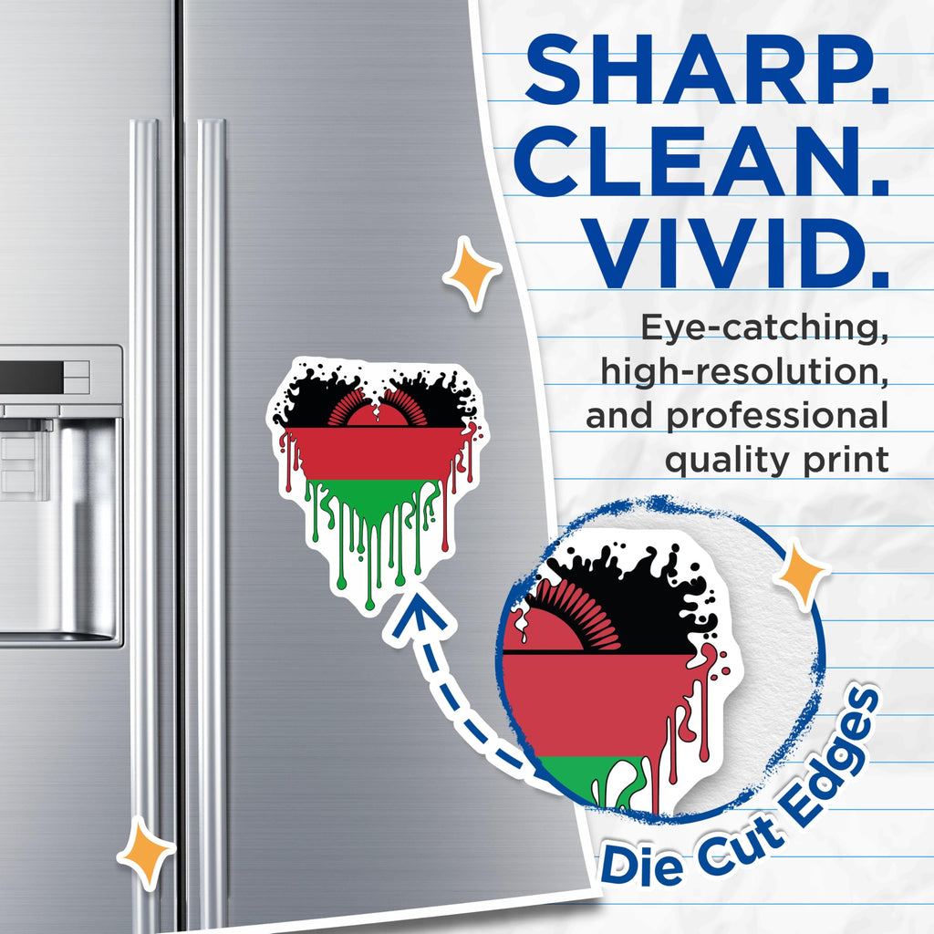 (2 Pack) Malawi Flag Magnets - Dripping Malawi - Malawi Pride - 5" On Longest Side - Premium Magnet - for Cars, Refrigerators, Toolboxes, Lockers - Made in USA - MAG17297