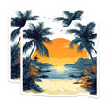 (2 Pack) Tropical Sunset Magnets - Beach Palm Tree Ocean Decor - Coastal Paradise Refrigerator Accessories - 5 Inches On Longest Side - Thick Durable Magnet - Made in USA - MAG27291
