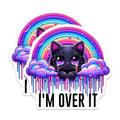 (2 Pack) Black Cat I'm Over It Magnets - Cute Rainbow Cat - Funny Cat Magnets for Home or Office - 5" On Longest Side - for Cars, Fridges, Toolboxes - Made in USA - MAG4586
