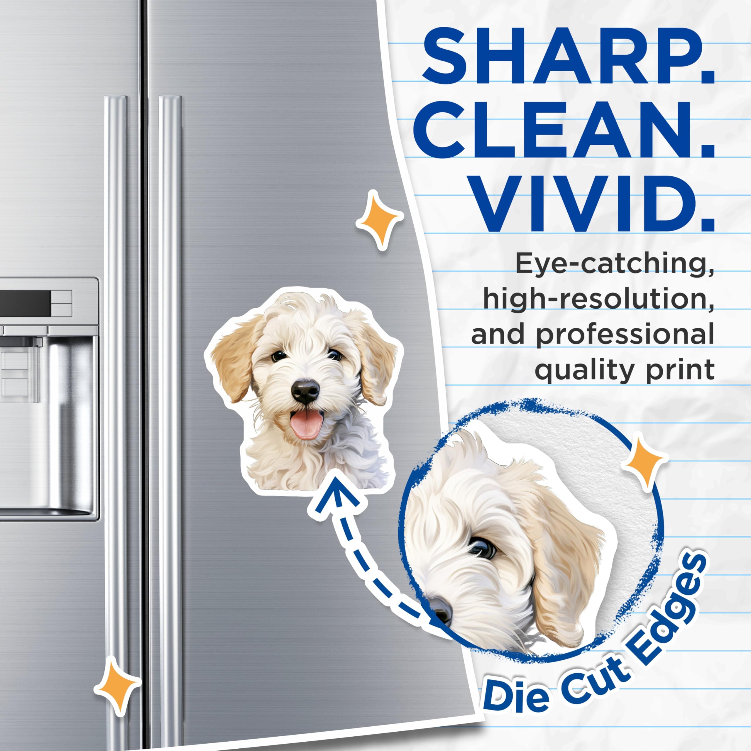 (2 Pack) Goldendoodle Puppy Magnets - Cute Dog Lover - Pet Owner Refrigerator Decor - 5 Inches On Longest Side - Thick Durable Magnet - Made in USA - MAG26225
