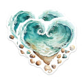 (2 Pack) Ocean Wave Heart Magnets - Coastal Beach Home Decor - Seashell Summer Refrigerator Art - 5 Inches On Longest Side - Thick Durable Magnet - Made in USA - MAG19728