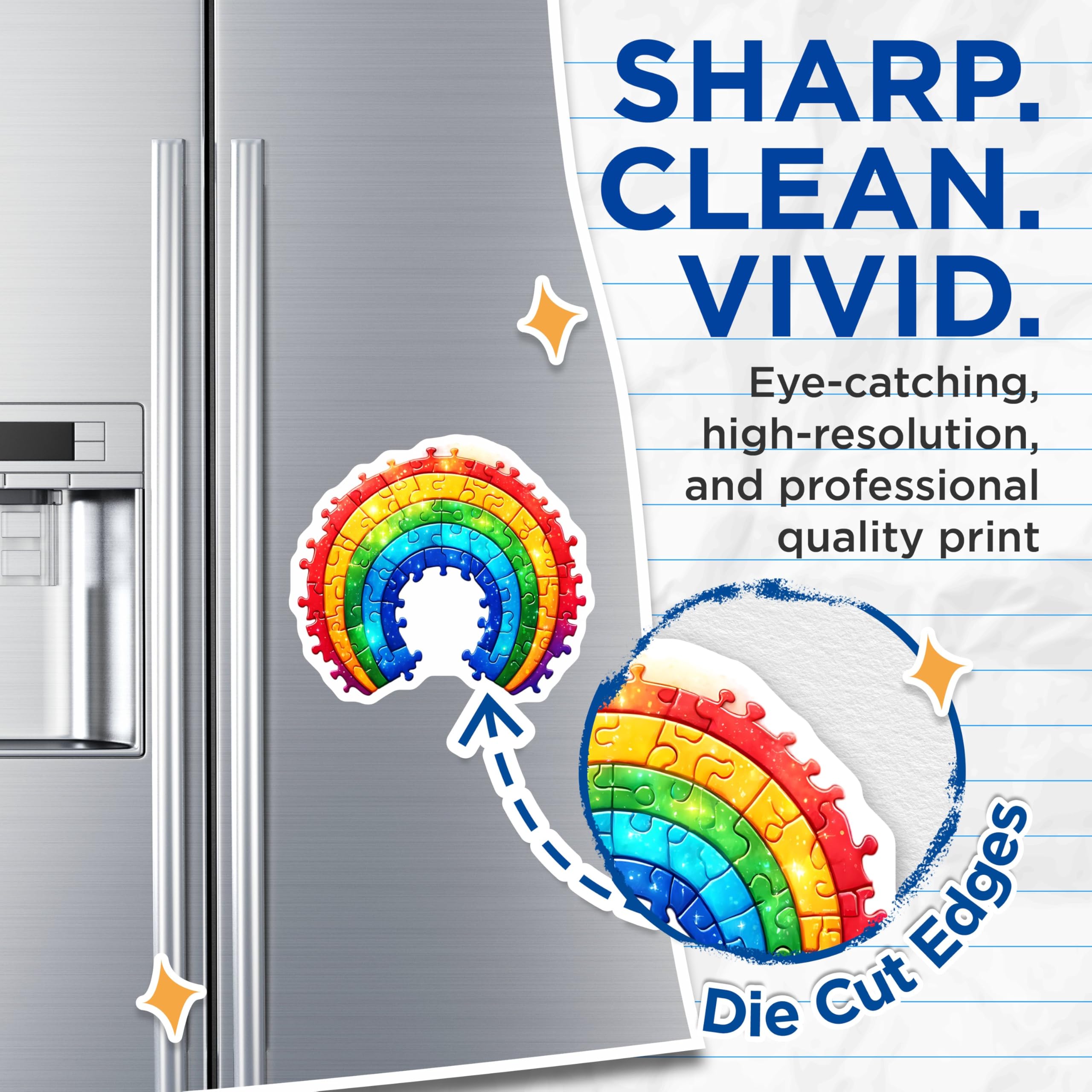 (2 Pack) Rainbow Jigsaw Puzzle Magnets - 5" On Longest Side - for Cars, Fridges, Toolboxes - Made in USA - MAG7900