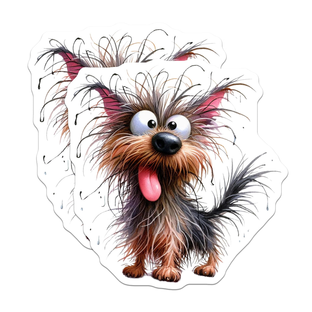 (2 Pack) Funny Dog Magnets - Scruffy Puppy Cartoon - Pet Lover Decor Kitchen - 5 Inches On Longest Side - Thick Durable Magnet - Made in USA - MAG25132