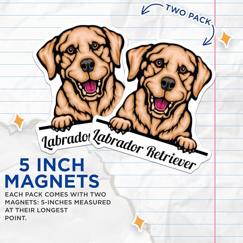 (2 Pack) Labrador Retriever Magnets - Dog Lover Magnets - Animal - 5" On Longest Side - for Cars, Fridges, Toolboxes - Made in USA - MAG4216