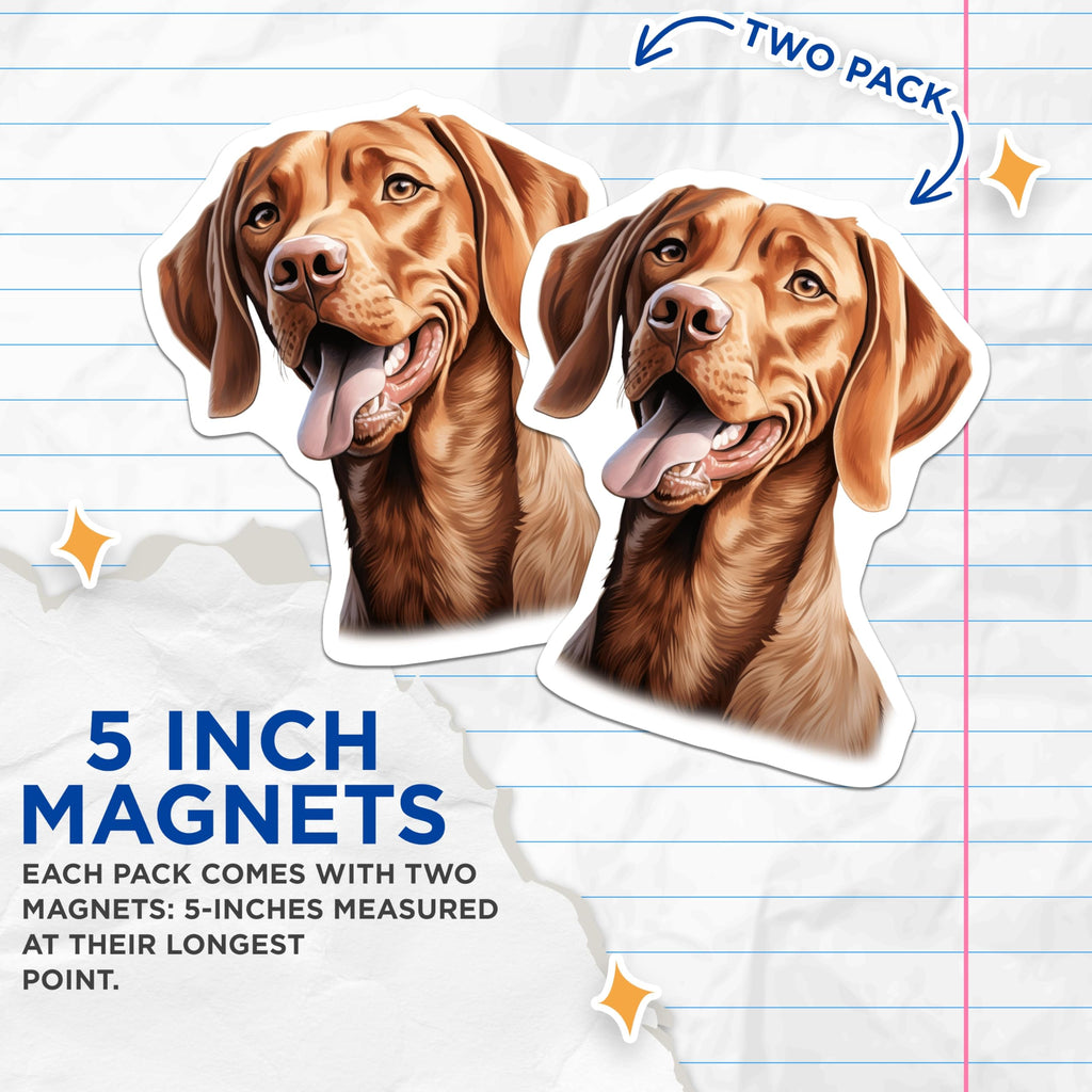 (2 Pack) Vizsla Dog Magnets - Pet Owner Decor - Dog Breed Art for Fridge - 5 Inches On Longest Side - Thick Durable Magnet - Made in USA - MAG28288