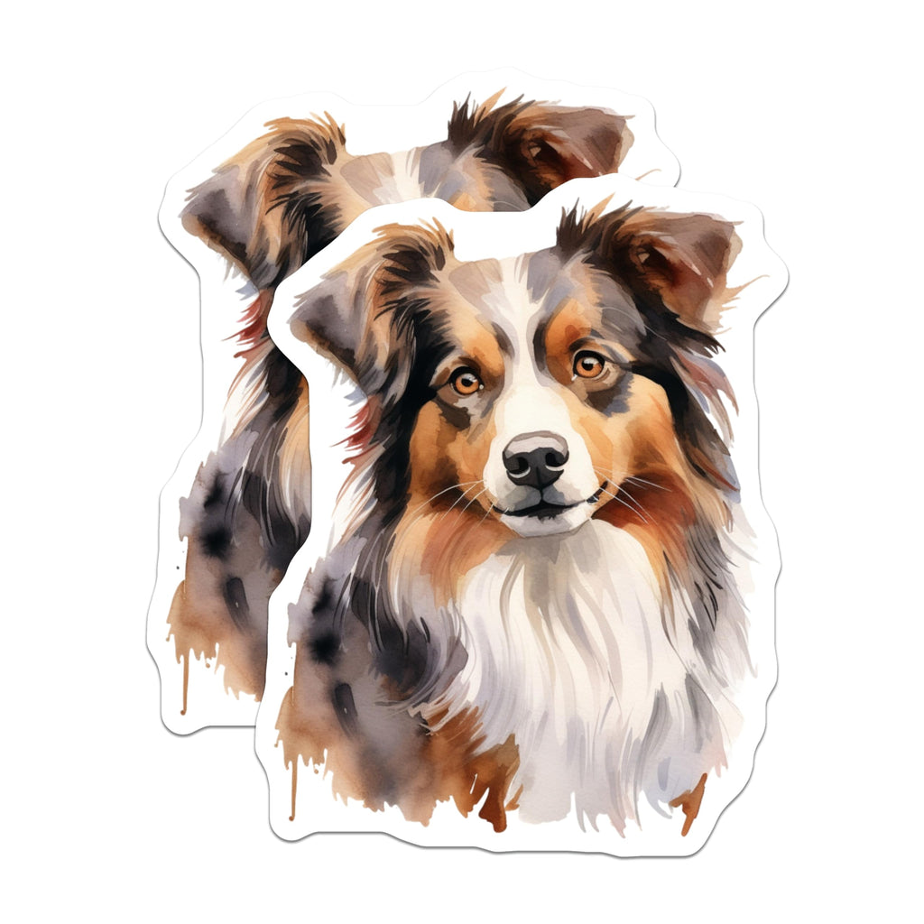 (2 Pack) Australian Shepherd Magnets - Watercolor Dog Art - Aussie Dog Mom Present - 5 Inches On Longest Side - Thick Durable Magnet - Made in USA - MAG28936