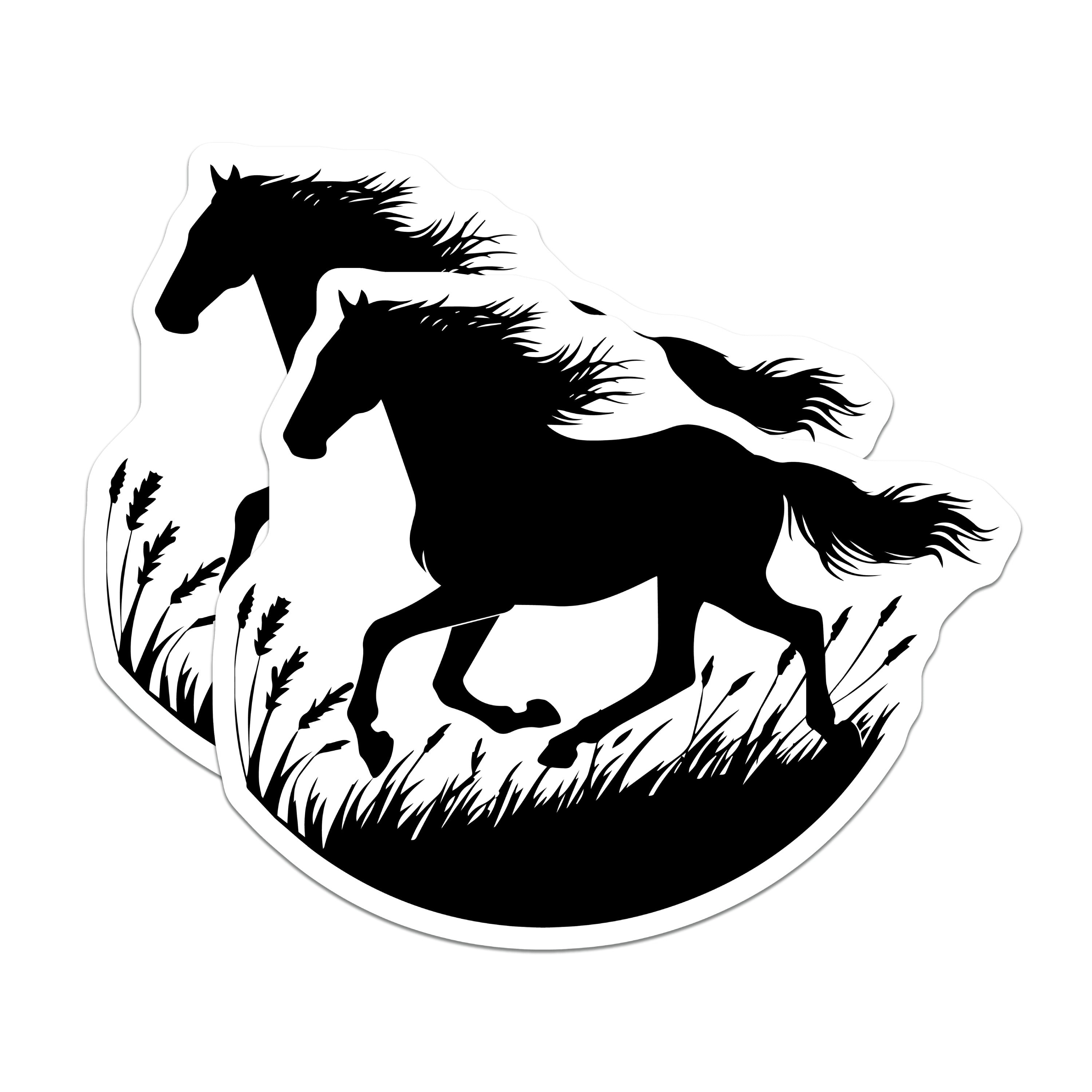 (2 Pack) Galloping Horse Magnets - Wild Horse Silhouette Decor - Equestrian Ranch Farm Animal Refrigerator Magnets - 5 Inches On Longest Side - Thick Durable Magnet - Made in USA - MAG39846