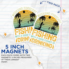 (2 Pack) Weekend Forecast Fishing Magnets - Funny Drinking Magnets - Fisherman Gift Magnets - Humorous Kitchen Magnets - 5" On Longest Side - for Cars, Fridges, Toolboxes - Made in USA - MAG4567