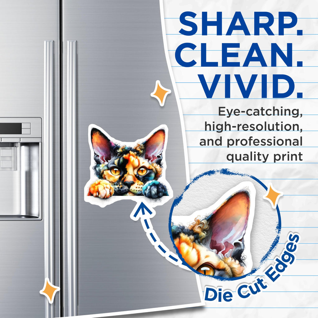 (2 Pack) Calico Cat Magnets - Unique Feline - Pet Lover Refrigerator Decor - 5" On Longest Side - Premium Magnet - for Cars, Refrigerators, Toolboxes, Lockers - Made in USA - MAG15197