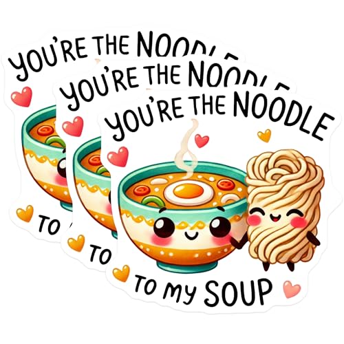 (3 Pack) Noodle Soup Decals - Cute Foodie - Laptop Decals - Youre The Noodle to My Soup - 3 Inches On Longest Side - Easy Peel & Apply - Made in USA - 3MCS2316