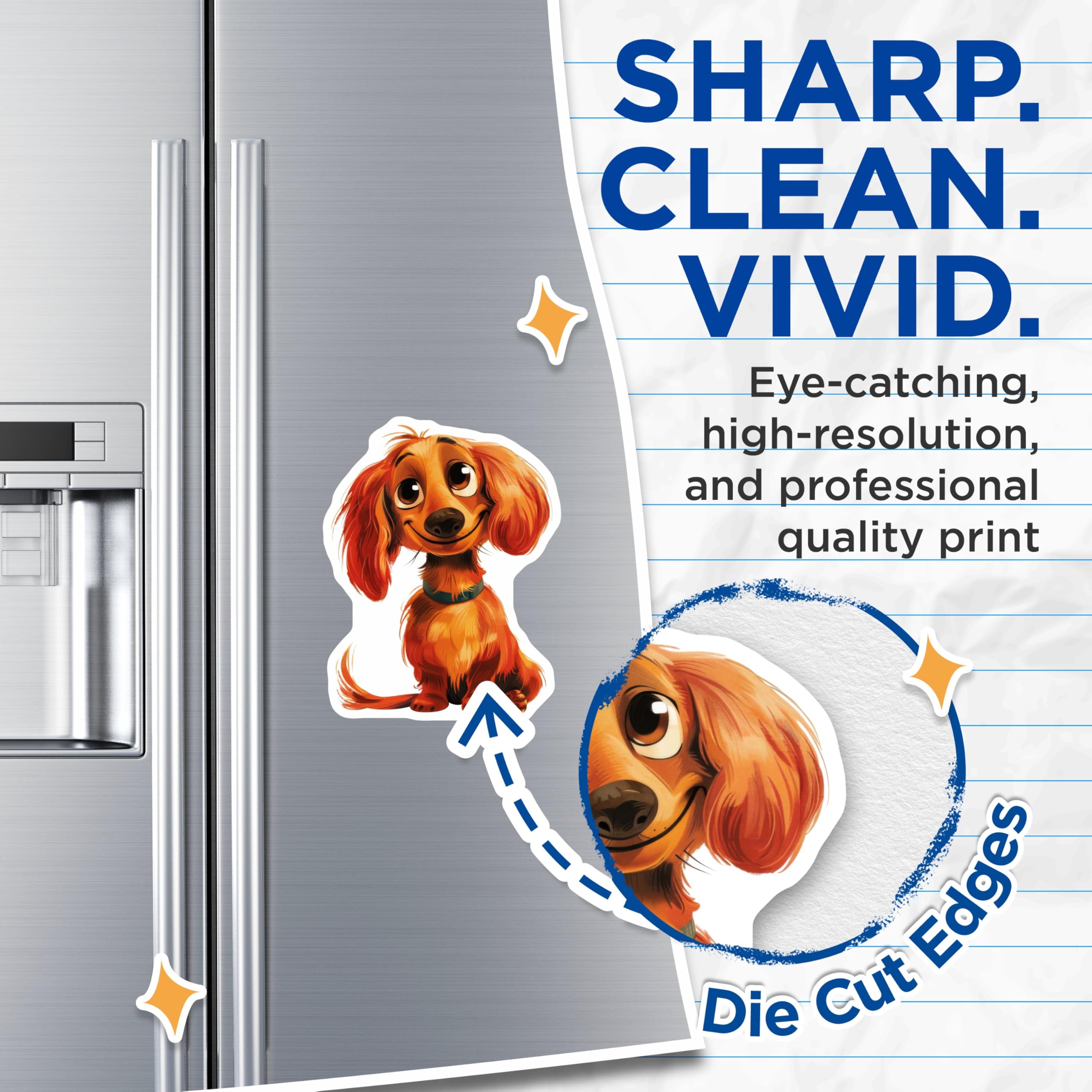 (2 Pack) Long-Haired Dachshund Magnets - Cute Puppy Dog Decor - Animal Lover Accent - 5 Inches On Longest Side - Thick Durable Magnet - Made in USA - MAG23857