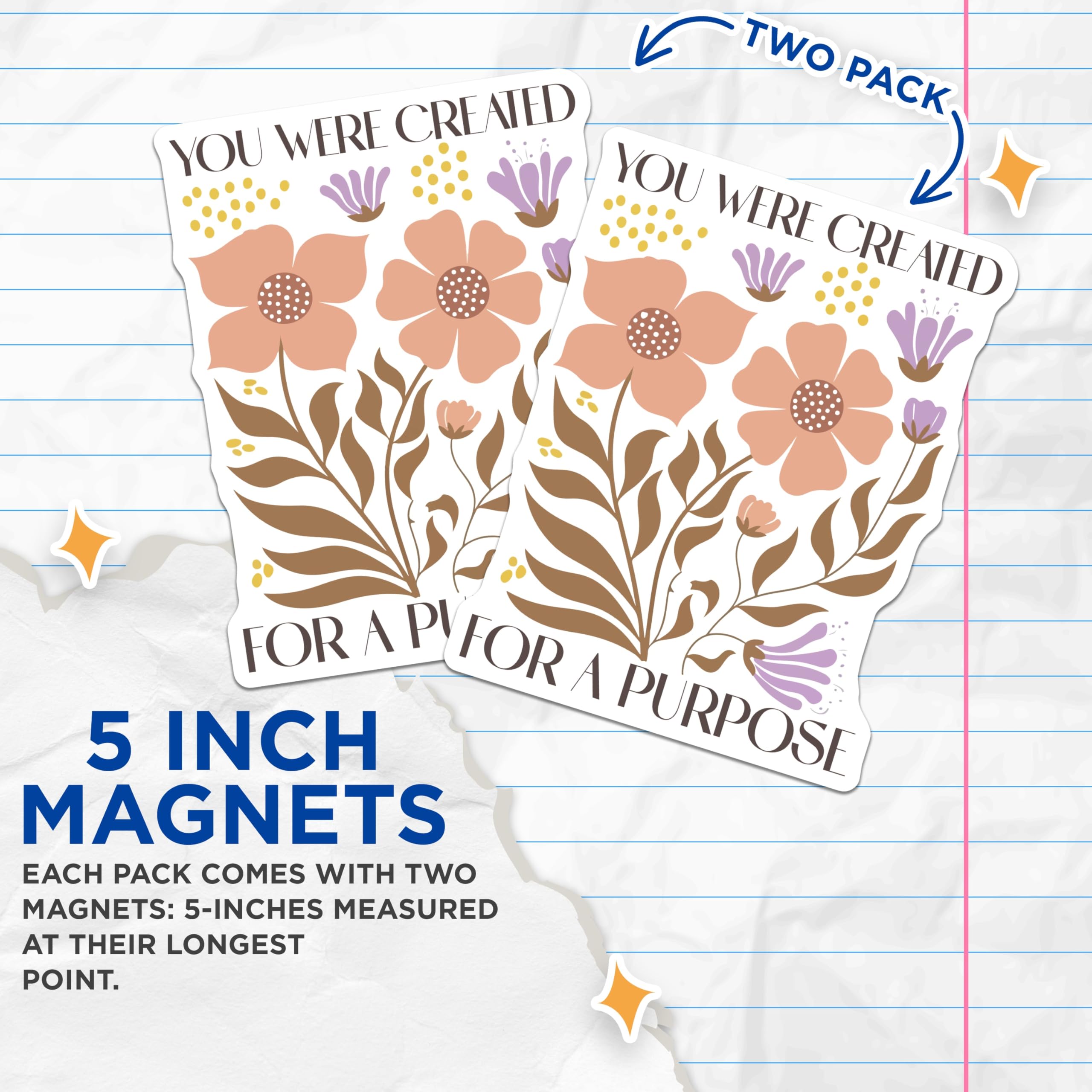 (2 Pack) Floral Quote Magnets - Inspirational Saying - Motivational Flowers - 5" On Longest Side - Premium Magnet - for Cars, Refrigerators, Toolboxes, Lockers - Made in USA - MAG16963