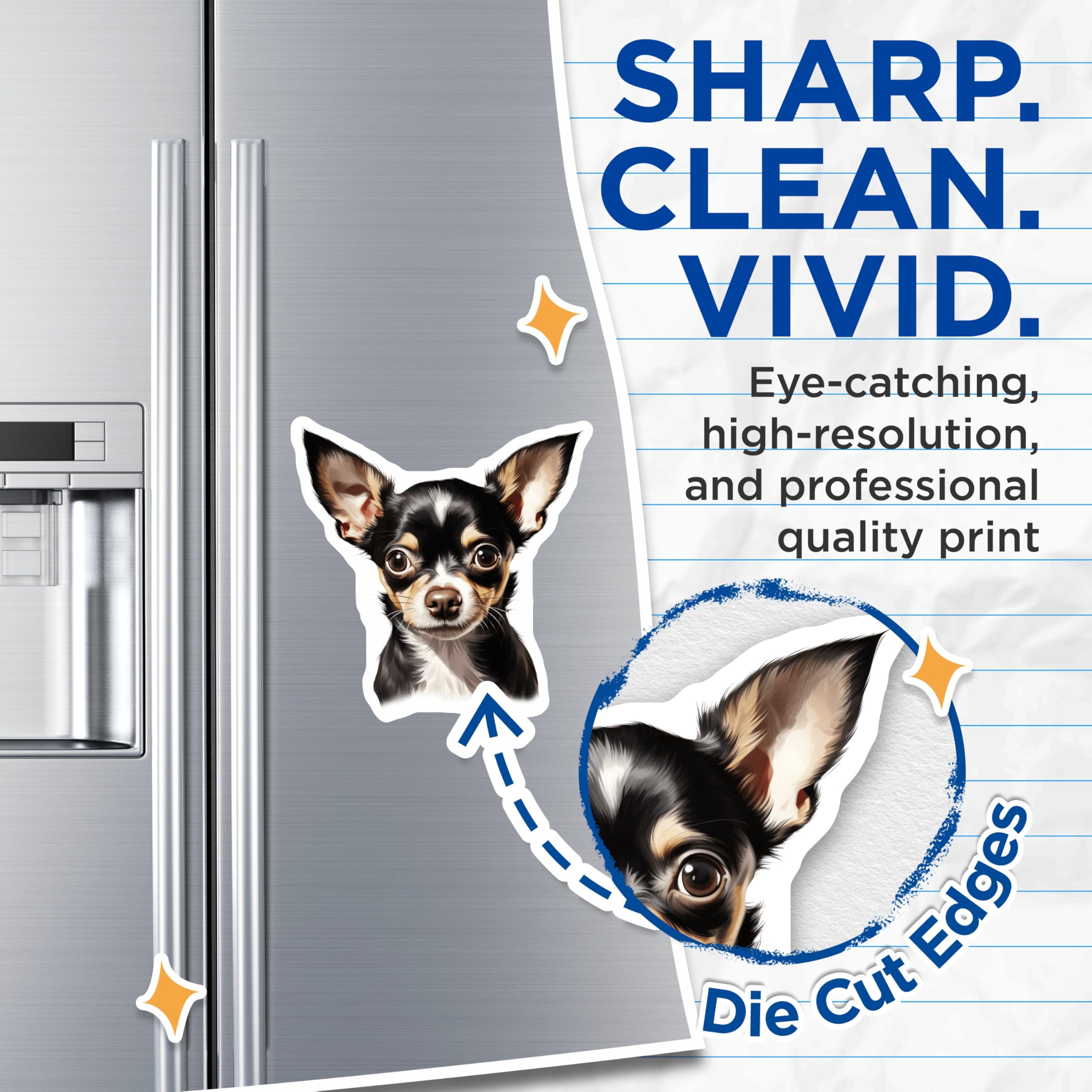 (2 Pack) Cute Chihuahua Dog Magnets - Pet Lover Refrigerator Magnets - Animal Enthusiast Decor - Dog Mom Dad Item - 5 Inches On Longest Side - Thick Durable Magnet - Made in USA - MAG25250