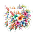 (2 Pack) Tropical Flowers Magnets - Vibrant Hibiscus Plumeria Art - Refrigerator Decor Aloha - 5 Inches On Longest Side - Thick Durable Magnet - Made in USA - MAG21196