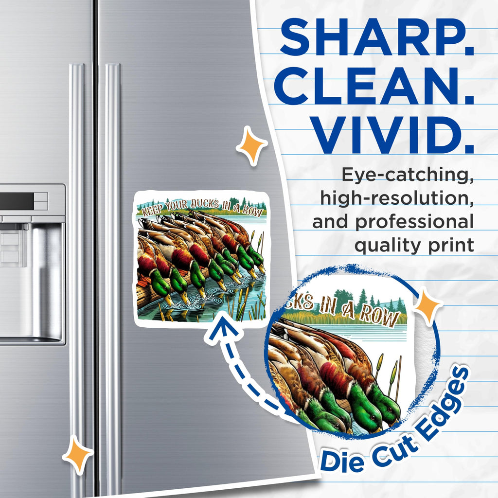 (2 Pack) Keep Your Ducks in A Row Magnets - Mallard Wildlife Art - Humorous Organizational Kitchen Refrigerator Locker Decor - 5 Inches On Longest Side - Thick Durable Magnet - Made in USA - MAG19508