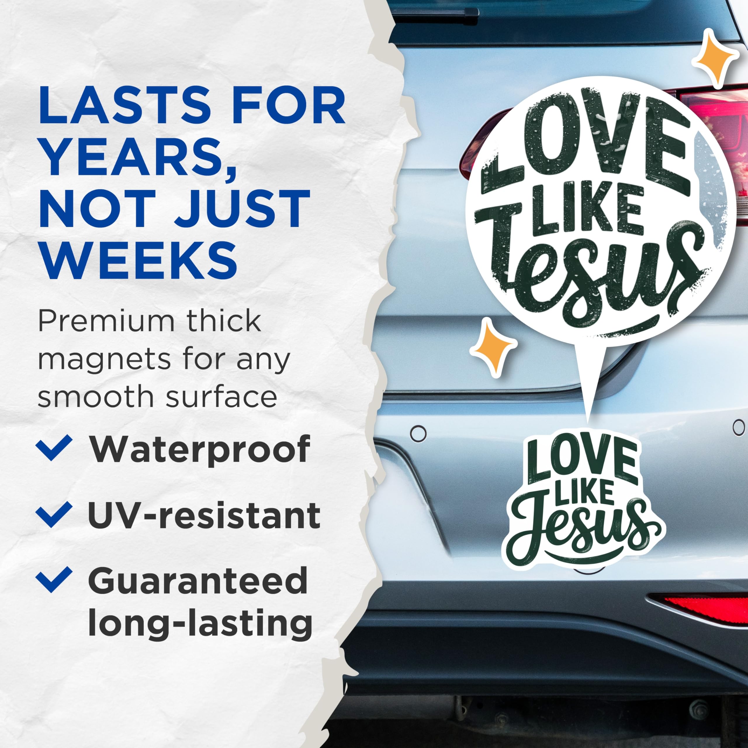 (2 Pack) Christian Magnets - Love Like Jesus Quote - Inspirational Refrigerator Decor - 5 Inches On Longest Side - Thick Durable Magnet - Made in USA - MAG19707