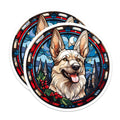 (2 Pack) White German Shepherd Magnets - Stained Glass Dog Art - Christmas Holiday Decor - 5 Inches On Longest Side - Thick Durable Magnet - Made in USA - MAG24581