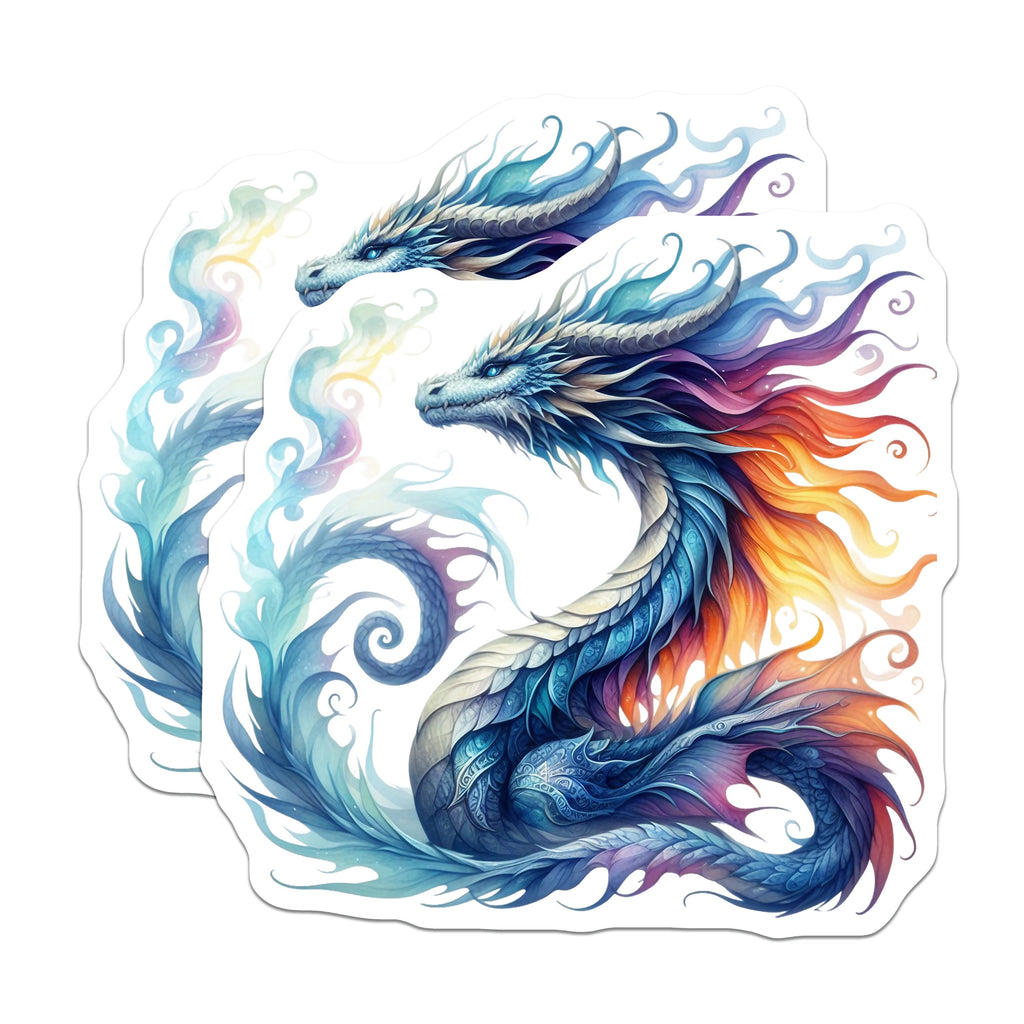 (2 Pack) Elemental Dragon Magnets - Fantasy Creature Decor - Mythical Art Collector Item - 5 Inches On Longest Side - Thick Durable Magnet - Made in USA - MAG38785