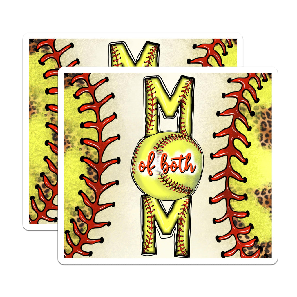 (2 Pack) Softball Baseball Mom Magnets - of Both Sports Mama - Game Day Refrigerator Decor - 5 Inches On Longest Side - Thick Durable Magnet - Made in USA - MAG29332