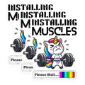 (3 Pack) Unicorn Gym Decals - Installing Muscles - Workout Decals - 3 Inches On Longest Side - Easy Peel & Apply - Made in USA - 3MCS2378