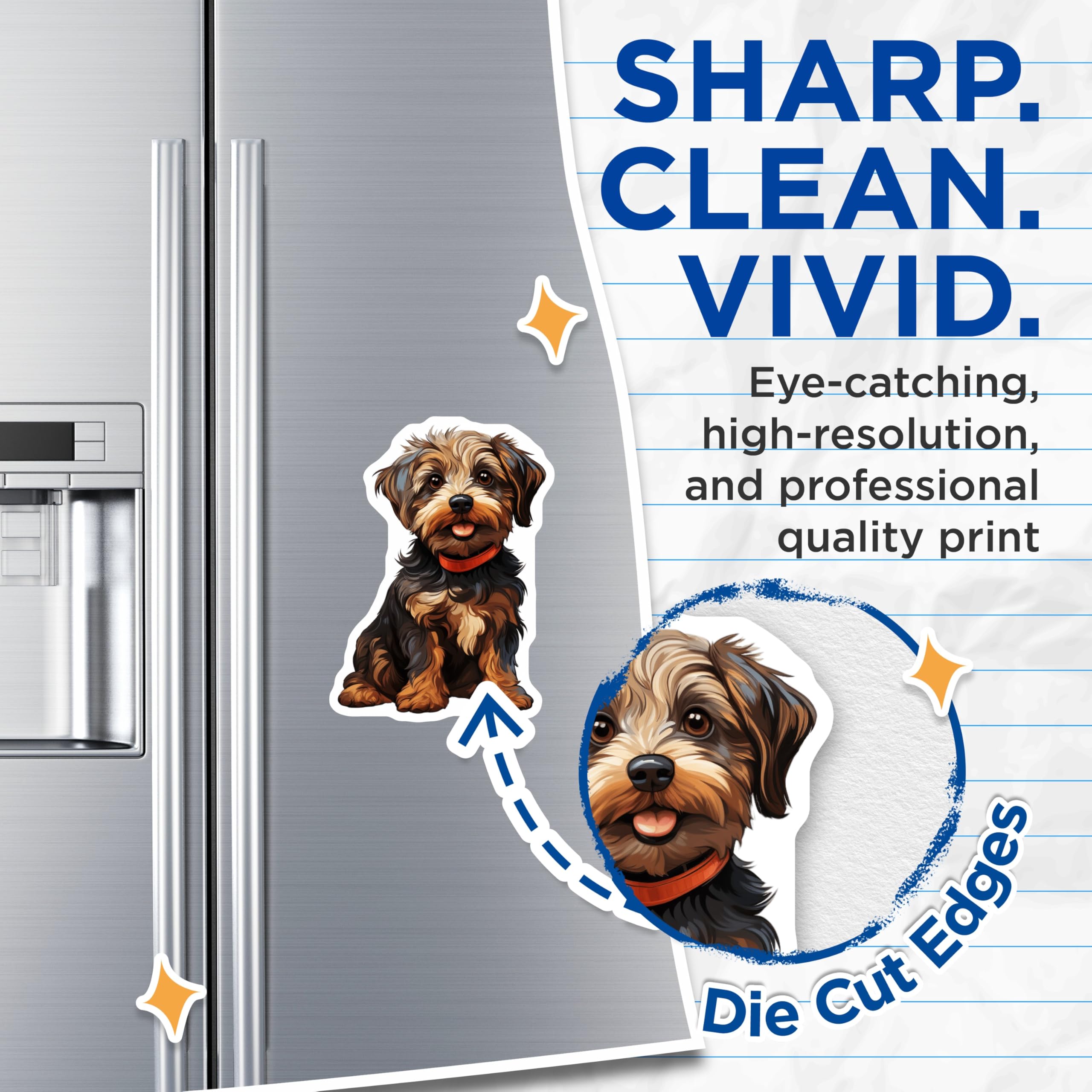 (2 Pack) Yorkshire Terrier Puppy Dog Magnets - Adorable Animal Lover Magnet Set - Fridge Locker Office Decoration - 5 Inches On Longest Side - Thick Durable Magnet - Made in USA - MAG24849