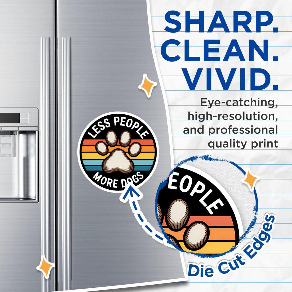 (2 Pack) Dog Paw Magnets - Less People More Dogs - Dog Lover Refrigerator Decor - 5" On Longest Side - Premium Magnet - for Cars, Refrigerators, Toolboxes, Lockers - Made in USA - MAG14338