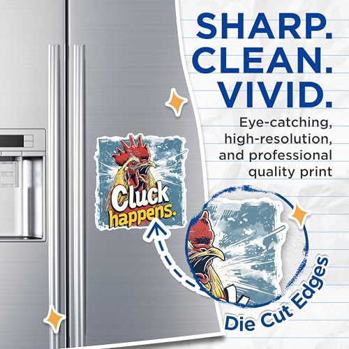 (2 Pack) Cluck Happens Magnets - Funny Chicken Magnets - Farmhouse Kitchen Magnets- 5" On Longest Side - for Fridges, Toolboxes, Cars - Made in USA - MAG2596