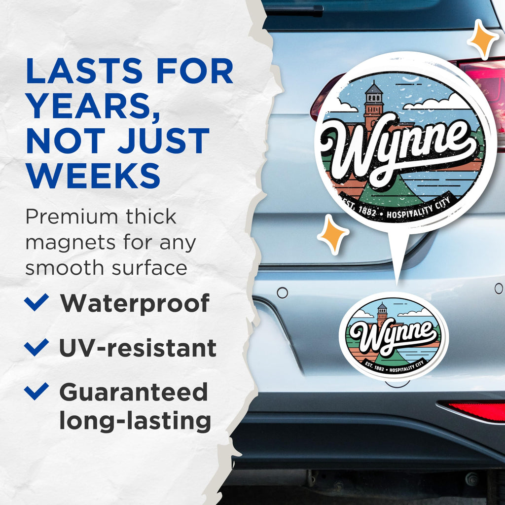 (2 Pack) Wynne Arkansas Magnets - Hospitality City - Souvenir Fridge Decor - 5" On Longest Side - Premium Magnet - for Cars, Refrigerators, Toolboxes, Lockers - Made in USA - MAG17887