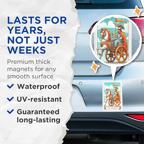 (2 Packs) The Chariot Tarot Card Magnets - Metaphysical Mystic Spiritual Magnets - 5 Inches On Longest Side - Premium Magnet - for Fridges, Toolboxes, Cars - Made in USA - MAG2260