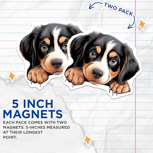 (2 Pack) Dog Lover Decor Magnet - 5" On Longest Side - Sticks to Smooth Flat Surfaces - Made in USA - MAG9979
