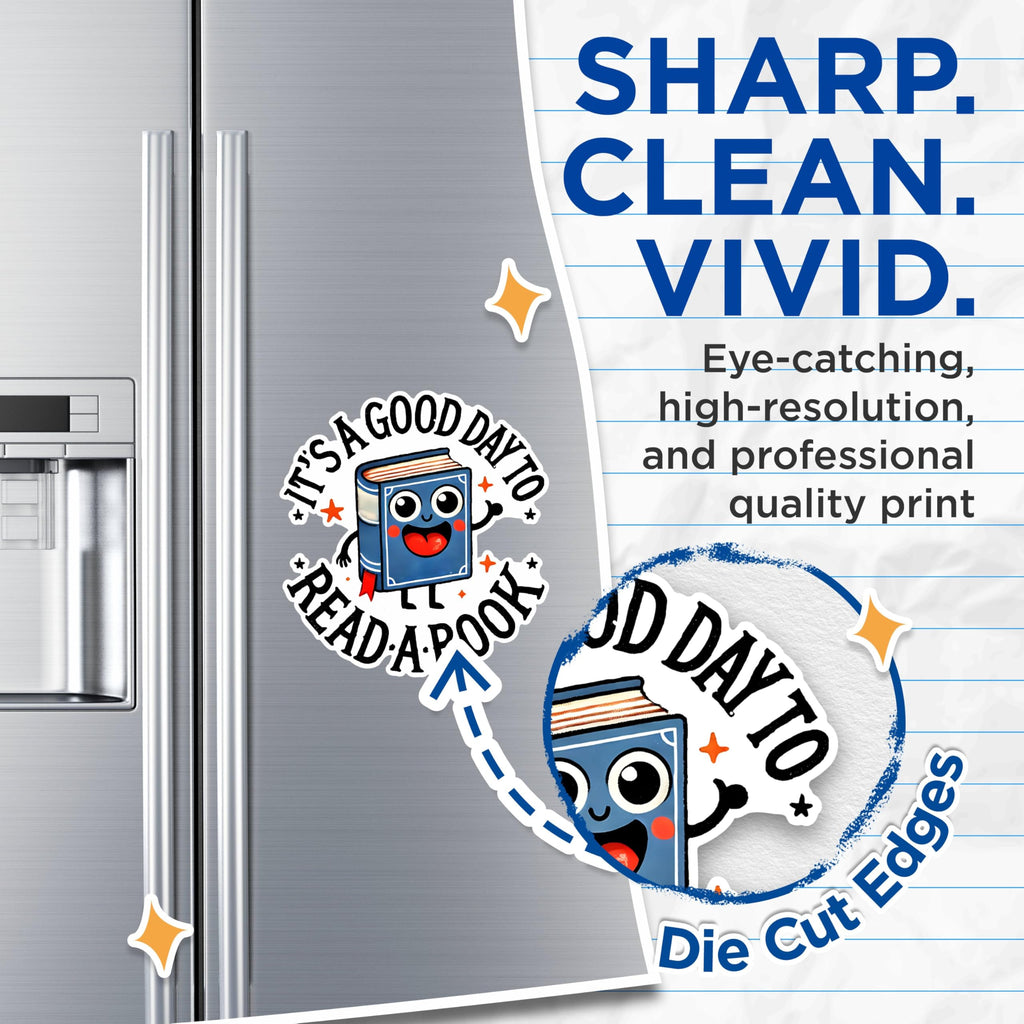 (2 Pack) Good Day to Read Magnets - Book Lover Magnets - Reading Enthusiast Magnets - Fun Reading Decal Magnets- 5" On Longest Side - for Fridges, Toolboxes, Cars - Made in USA - MAG2747