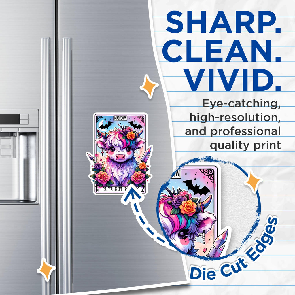(2 Packs) Cute But Psycho Tarot Card Magnets - Funny Sarcastic Sassy Magnets - 5 Inches On Longest Side - Premium Magnet - for Fridges, Toolboxes, Cars - Made in USA - MAG2509