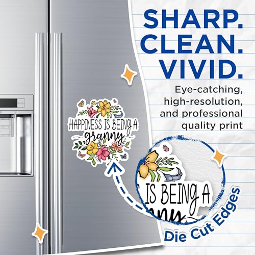 (2 Pack) Happiness is Being A Granny Magnets - Floral Granny Quote Magnets - Heartwarming Granny Magnets- 5" On Longest Side - for Fridges, Toolboxes, Cars - Made in USA - MAG2950