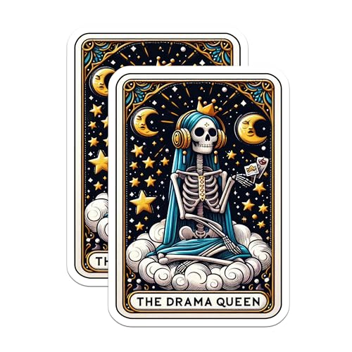 (2 Pack) The Drama Queen Stickers - Skull Stickers - Cute Skeleton Stickers for Journals Scrapbooks Laptops Water Bottles - 5" On Longest Side - Sticks to Smooth Flat Surfaces - Made in USA - BMCS5394