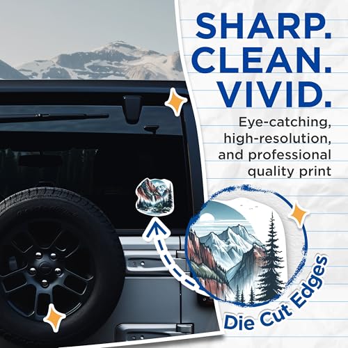 (2 Packs) Mountains Waterfall Stickers - Nature Outdoorsman Hiking Hiker Decals - 5 Inches On Longest Side - Premium Vinyl Decal - Sticks to Any Smooth Flat Surface - Made in USA - BMCS2287