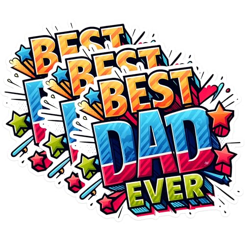 (3 Pack) Best Dad Ever Decals - Cool Dad Saying - Fathers Day Decal - 3 Inches On Longest Side - Easy Peel & Apply - Made in USA - 3MCS1525