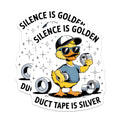 (2 Pack) Silence is Golden Stickers - Funny Duck Meme - Duct Tape Quote - 5" On Longest Side - Sticks to Smooth Flat Surfaces - Made in USA - BMCS6391
