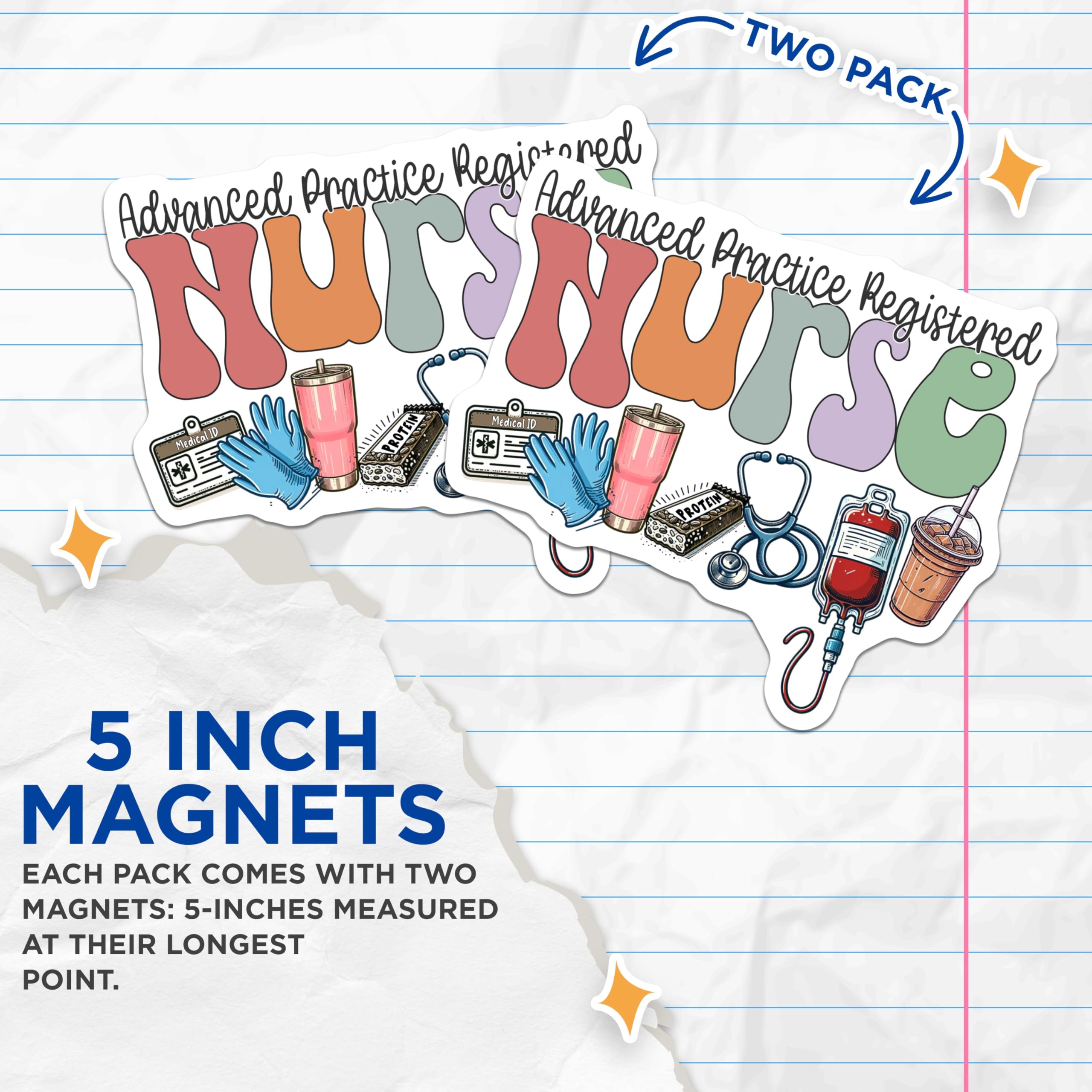 (2 Pack) Advanced Practice Registered Nurse Magnets - Nurse Practitioner Decal - Healthcare Worker Art - 5 Inches On Longest Side - Thick Durable Magnet - Made in USA - MAG22960