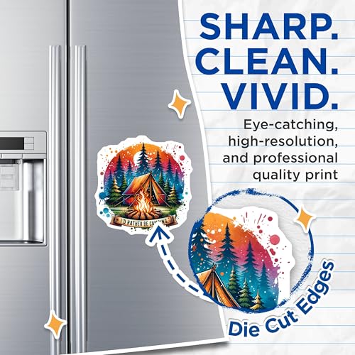 (2 Pack) Camping Enthusiast Magnets - I'd Rather Be Camping - Campfire Tent - Outdoor Adventure - 5" On Longest Side - for Cars, Fridges, Toolboxes - Made in USA - MAG6654