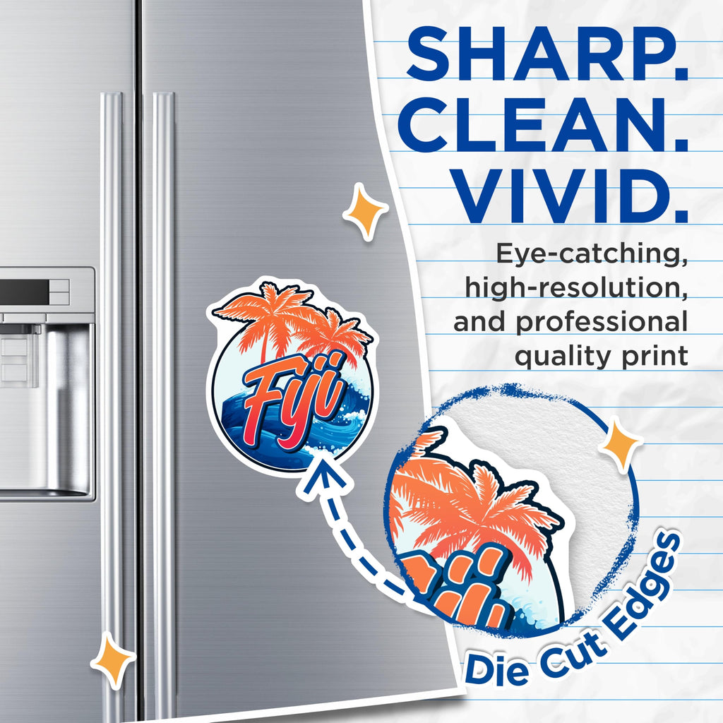 (2 Pack) Fyii Island Magnets - Tropical Palm Tree Ocean Wave Decor - Refrigerator Souvenirs for Beach Lovers - 5 Inches On Longest Side - Thick Durable Magnet - Made in USA - MAG19460