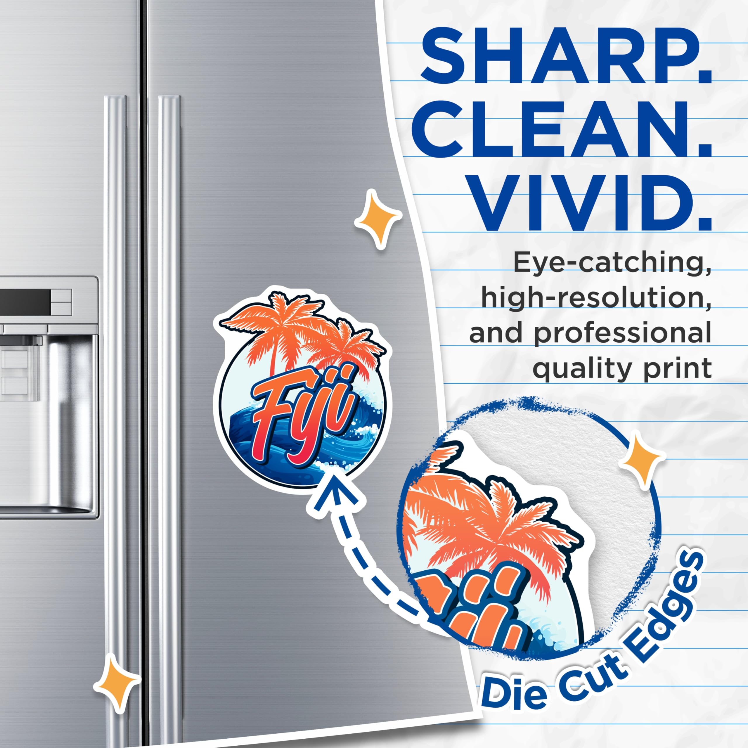 (2 Pack) Fyii Island Magnets - Tropical Palm Tree Ocean Wave Decor - Refrigerator Souvenirs for Beach Lovers - 5 Inches On Longest Side - Thick Durable Magnet - Made in USA - MAG19460