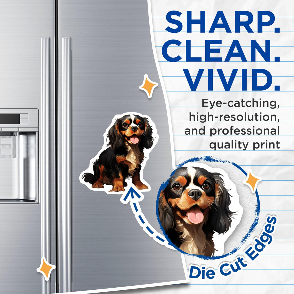 (2 Pack) Cavalier King Charles Spaniel Magnets - Dog Mom Dog Dad Decor - Cute Pet Art Magnets - 5 Inches On Longest Side - Thick Durable Magnet - Made in USA - MAG30678
