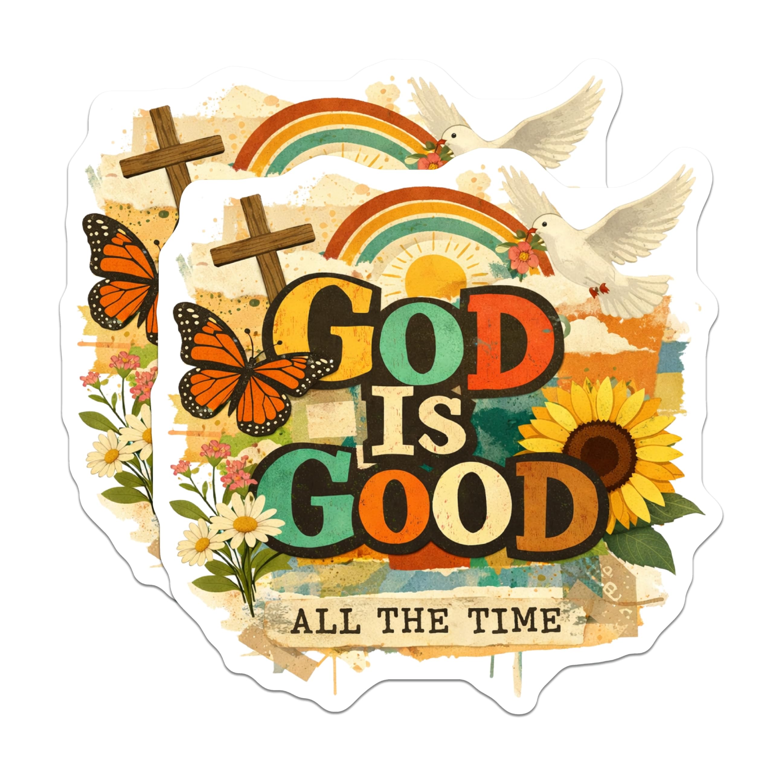 (2 Pack) God is Good All The Time Magnets - Christian Faith Decor - Inspirational Kitchen Fridge Magnets - 5 Inches On Longest Side - Thick Durable Magnet - Made in USA - MAG20252