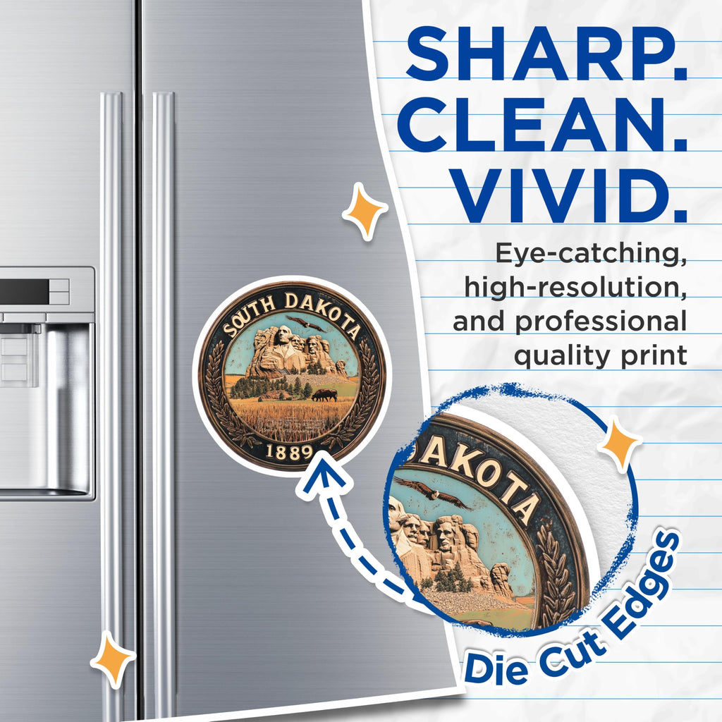 (2 Pack) South Dakota Magnets - Mount Rushmore - State Souvenir Fridge Decors - 5" On Longest Side - Premium Magnet - for Cars, Refrigerators, Toolboxes, Lockers - Made in USA - MAG15685