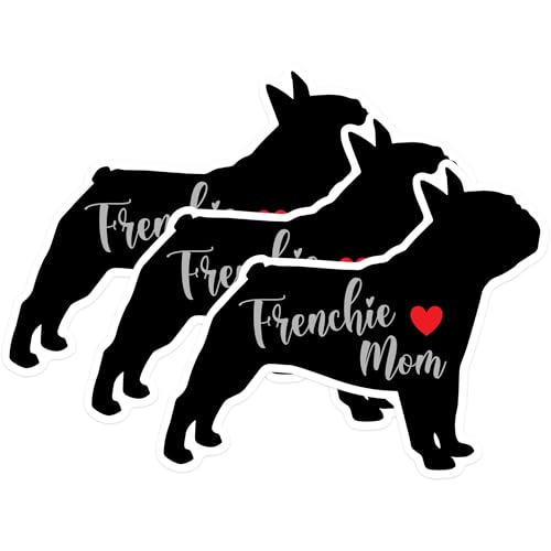 (3 Pack) Frenchie Mom Decals - French Bulldog - Laptop Decals - 3 Inches On Longest Side - Easy Peel & Apply - Made in USA - 3MCS1342