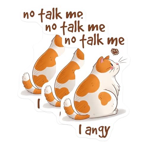 (3 Pack) I Angy Cat Decals - Angry Cat Meme - No Talk Me Decals - 3 Inches On Longest Side - Easy Peel & Apply - Made in USA - 3MCS2093