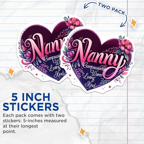 (2 Pack) ny Heart Stickers - Floral Design - Compassionate Warm Loving Kind - 5" On Longest Side - Sticks to Smooth Flat Surfaces - Made in USA - BMCS8188