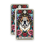 (2 Pack) The Bulldog Stickers - Floral Bulldog Stickers - Colorful Bulldog Art Stickers - 5" On Longest Side - Sticks to Smooth Flat Surfaces - Made in USA - BMCS4795